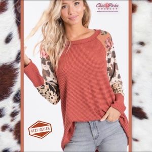 🛍Rust Triple ColorBlock print thermal hacchi knit